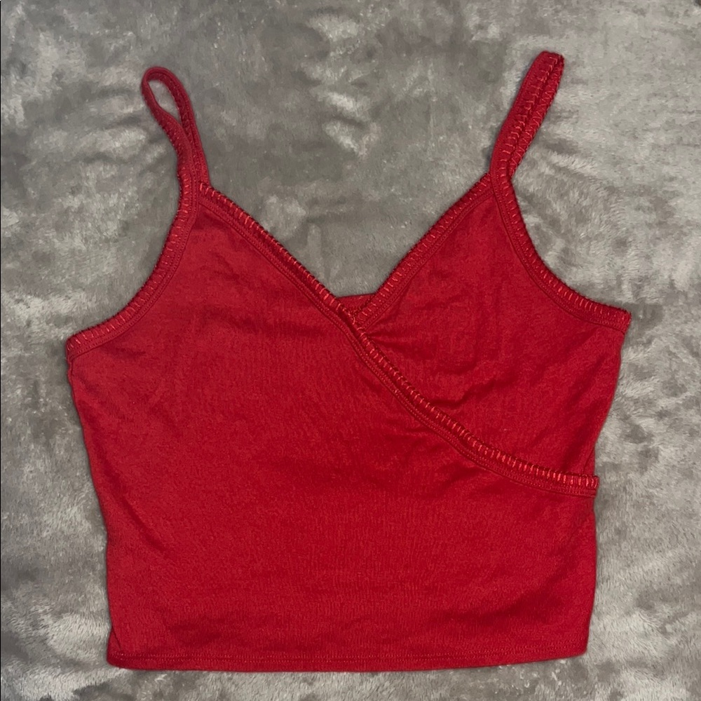 Red Sleeveless Wrap Crop Camisole
